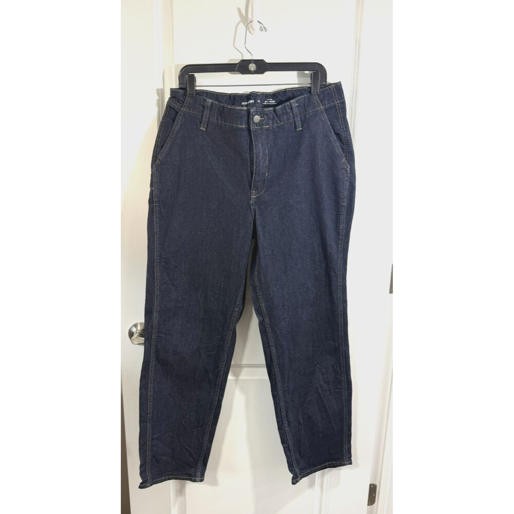Old Navy Jeans Women 14 Dark Blue OG Loose High Rise NWOT Relaxed Wide Leg Denim